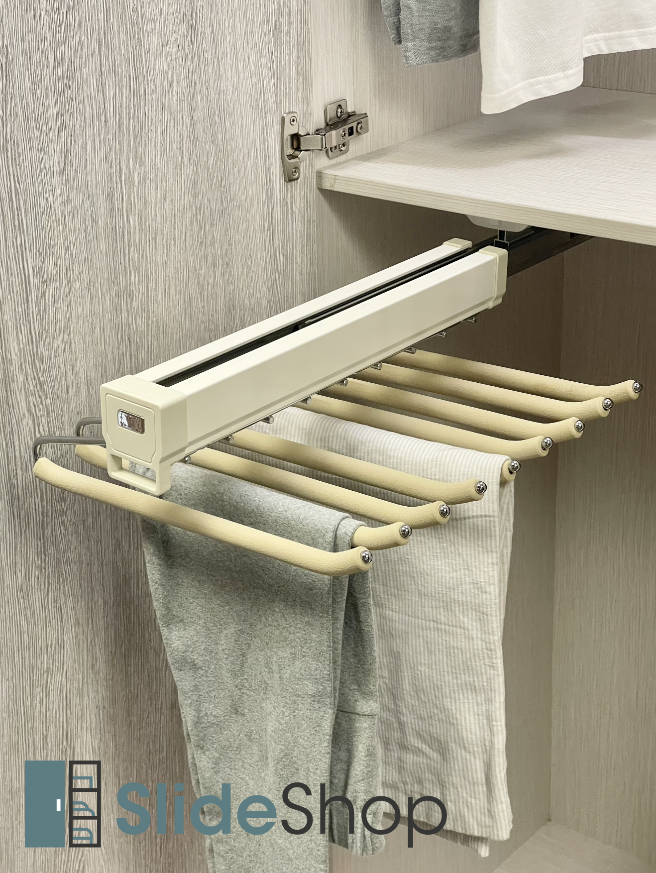 Jayna Pull-out Pants Rail Beige Colour Single Rail SlideShop